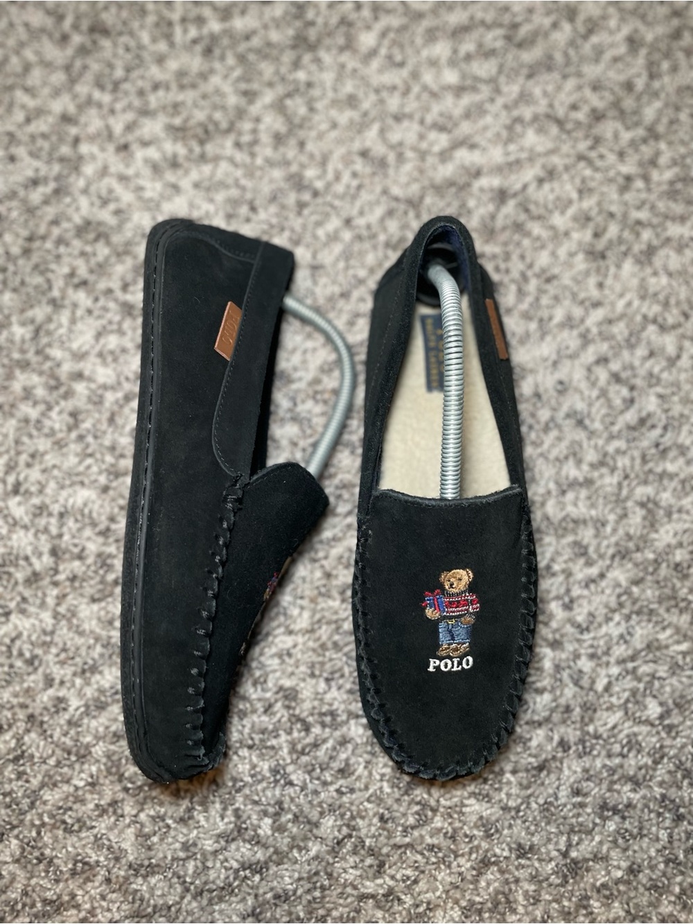 Polo Ralph Lauren Bear Sweater Men’s Size 8 Navy Slippers - Picture 2 of 11